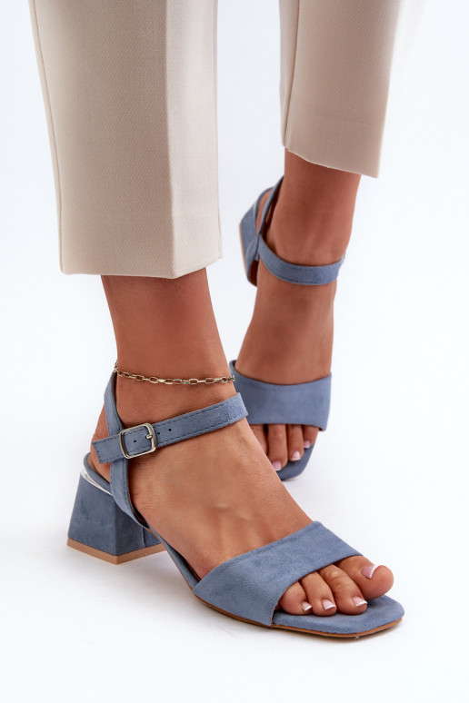 Women's Sandals on an Eco Suede Block, Blue Leisha