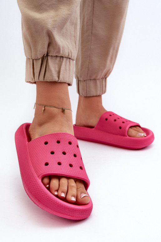 Women's Foam Slides on Thick Sole Fuchsia Beula