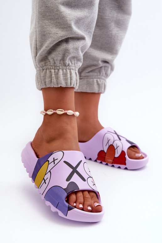 Rubber Slippers with Dark Beige Print Monsters