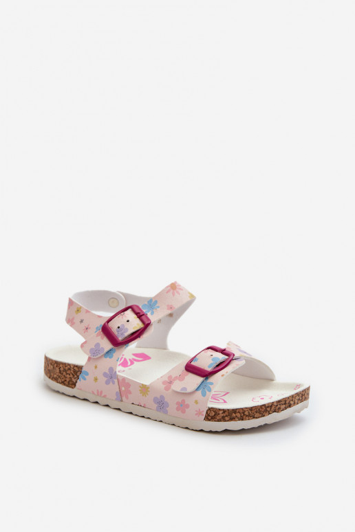 Children's Sandals with Flowers and Buckles Pink Memoria