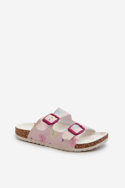 Children's Sandals With Buckles In Hearts Pink Abiding