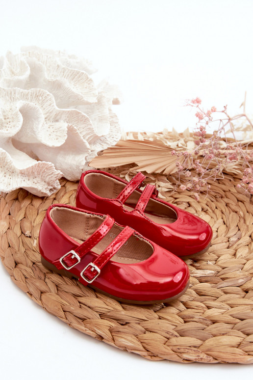 Red Patent Leather Children's Ballerina Flats with Straps Margenis