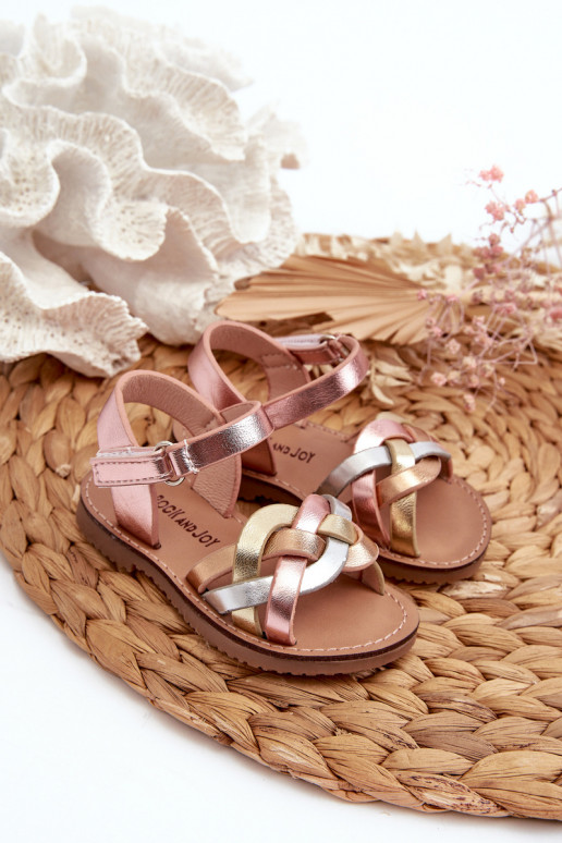 Children's Sandals with Velcro Fastening and Interwoven Straps in Multicolor Dianttha