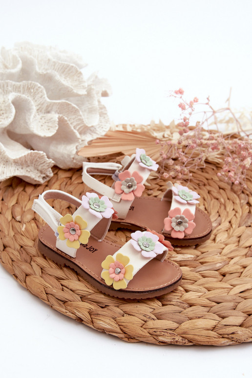 Children's Sandals Decorated with Flowers Multicolor Tinette