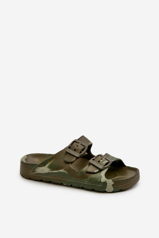 Light Boys' Foam Sandals with Buckles Dark Green Adirnaca