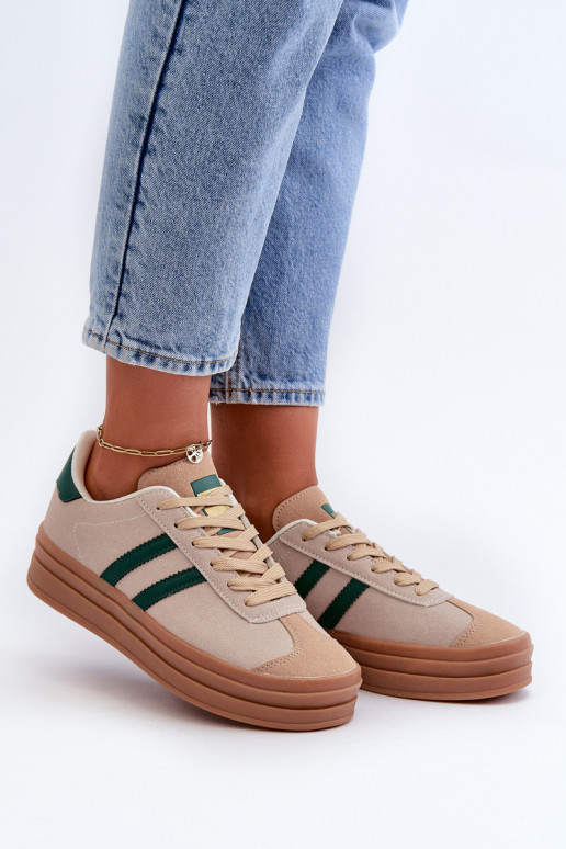 Women's Platform Sneakers in Beige-Green Egelia