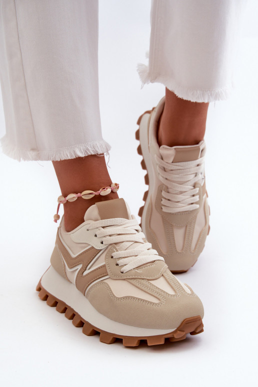 Women's Beige Sports Sneakers Kalelia