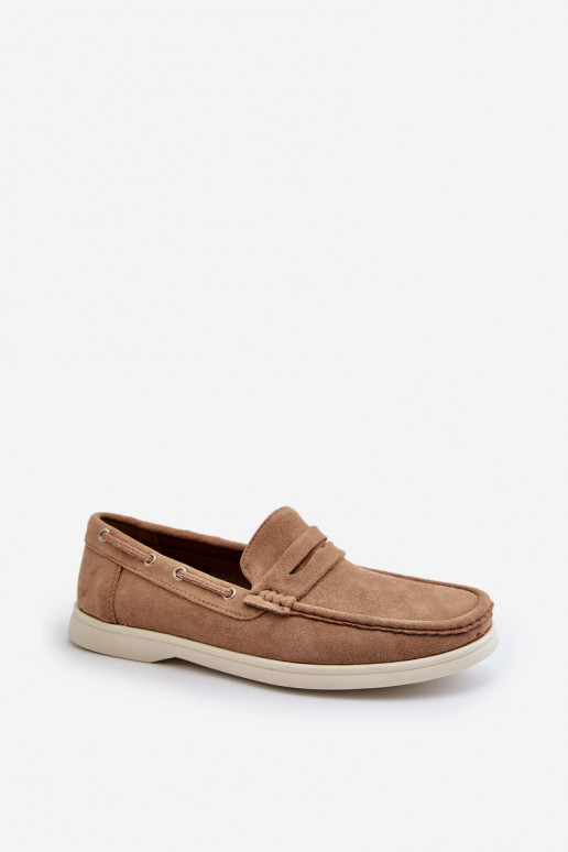 Men's Moccasins in Faux Suede Beige Rivanell