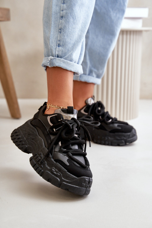 Women's sneakers with chunky sole black Nevela