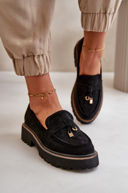 Women's Eco Suede Moccasins With Decoration Black Verindalle