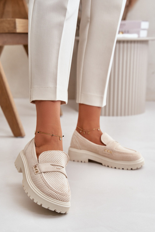 Women's Perforated Loafers Light Beige Tannes