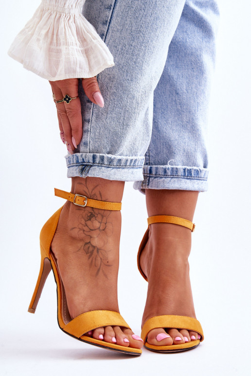 High Heel Suede Sandals Yellow Liberty