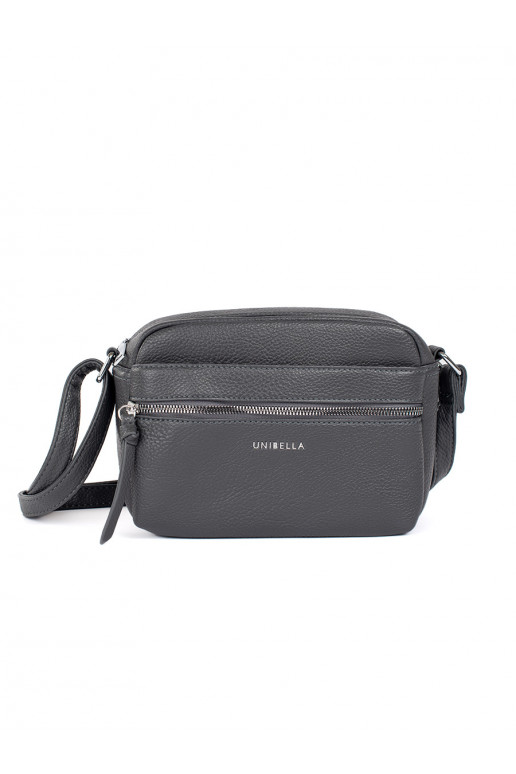 Small grey elegant handbag on shoulder