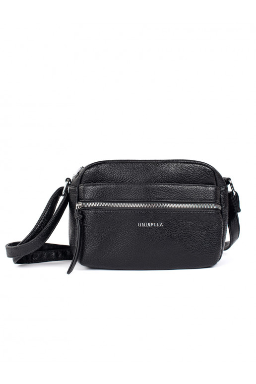 Small black elegant handbag on shoulder