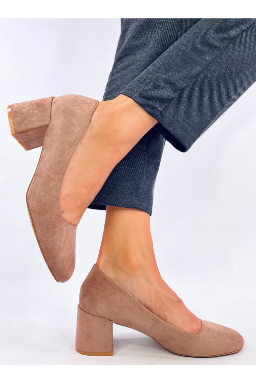 Shoes with a comfortable heel FREDETTE khaki colors