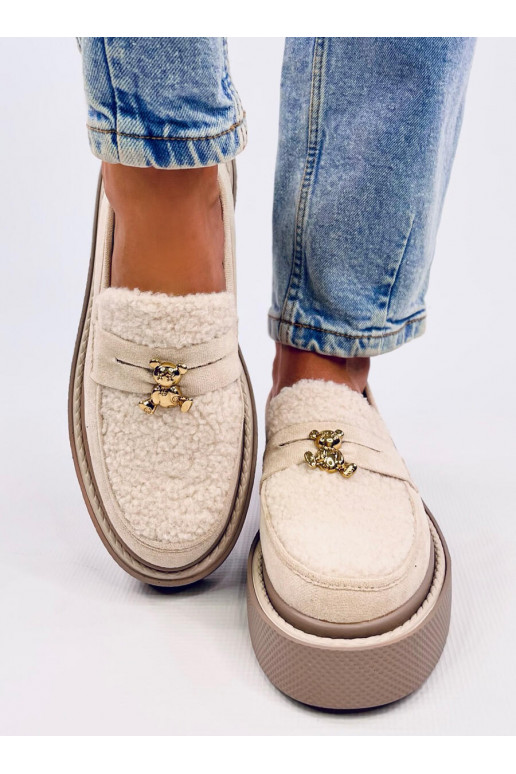 Moccasins with platform z barankiem ANISHA BEIGE