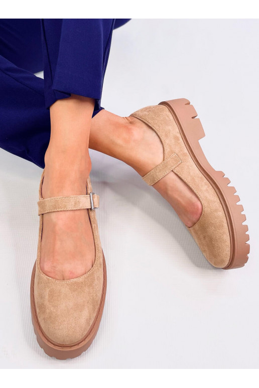 Ballerinas with platform z paseczkami HOLMESS khaki colors