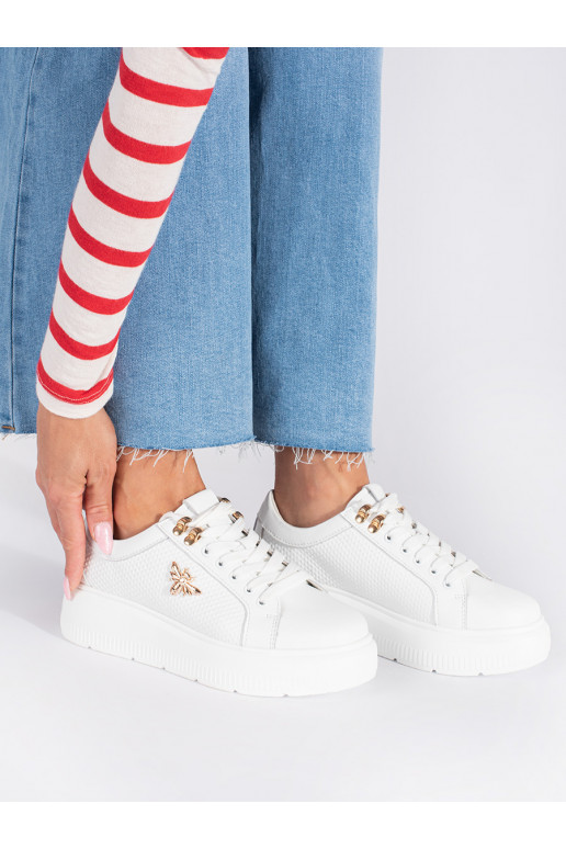 Leather white color Sneakers with platform