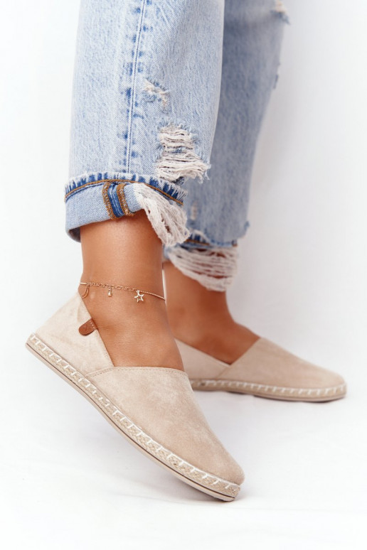 Women's Velvet Espadrilles Beige Vulcano