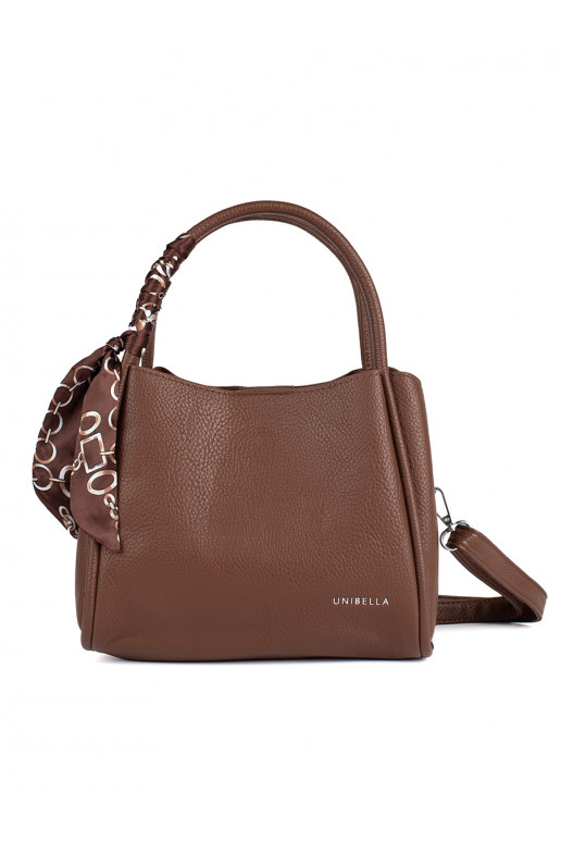 Brown elegant handbag z ozdobną chustą