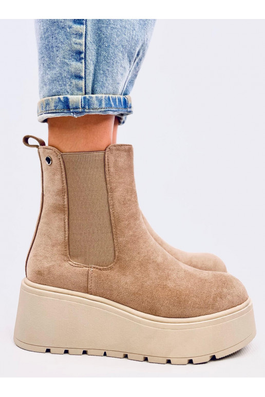 Chelsea boots with platform RONDA khaki colors