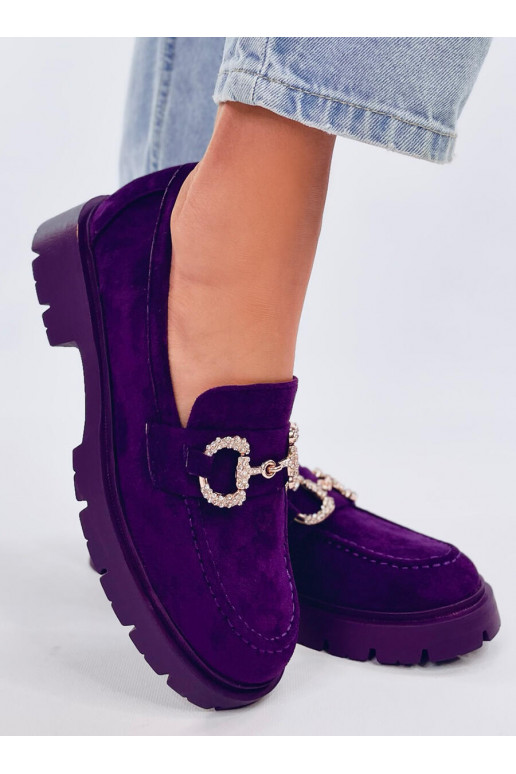 Moccasins of suede with a clasp KARINS PURPLE