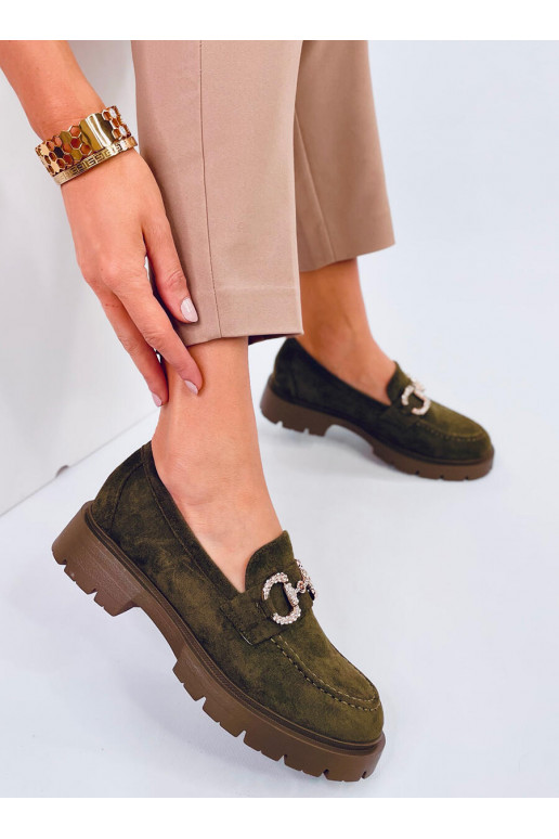 Moccasins of suede with a clasp KARINS GREEN