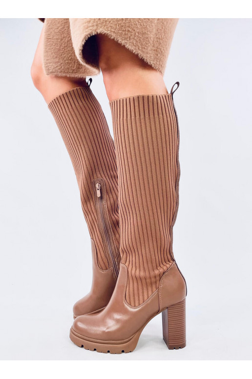 boots on highheels with a flexible upper JAIDA khaki colors