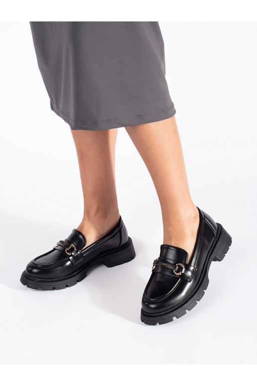 black elegant women's moccasins