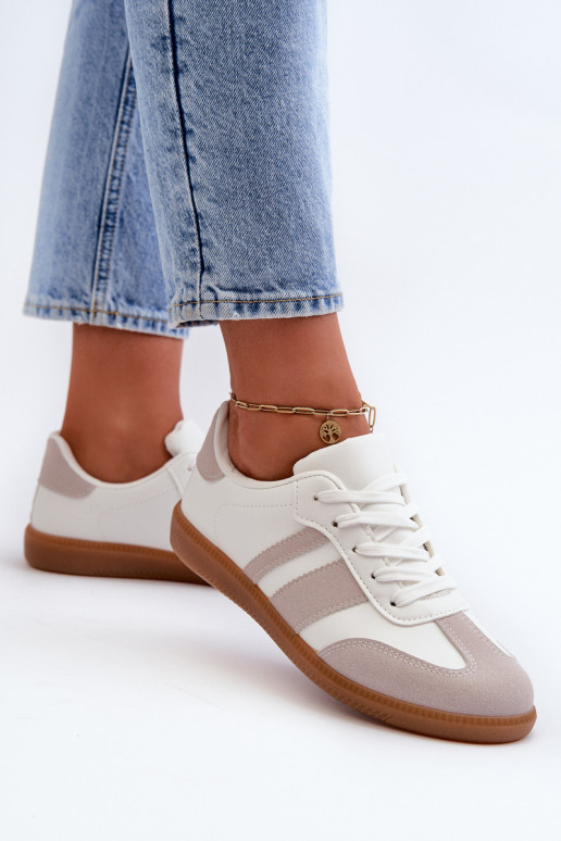 Women's Low Eco Leather Sneakers White-Grey Relialia