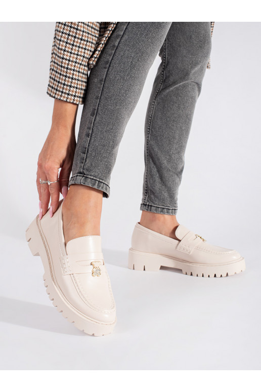 beige women's moccasins with platform