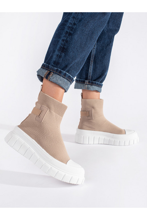 beige high shoes with platform