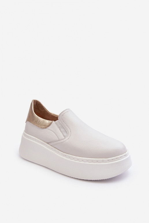 Women's Leather Platform Sport Shoes White Lemar Manish