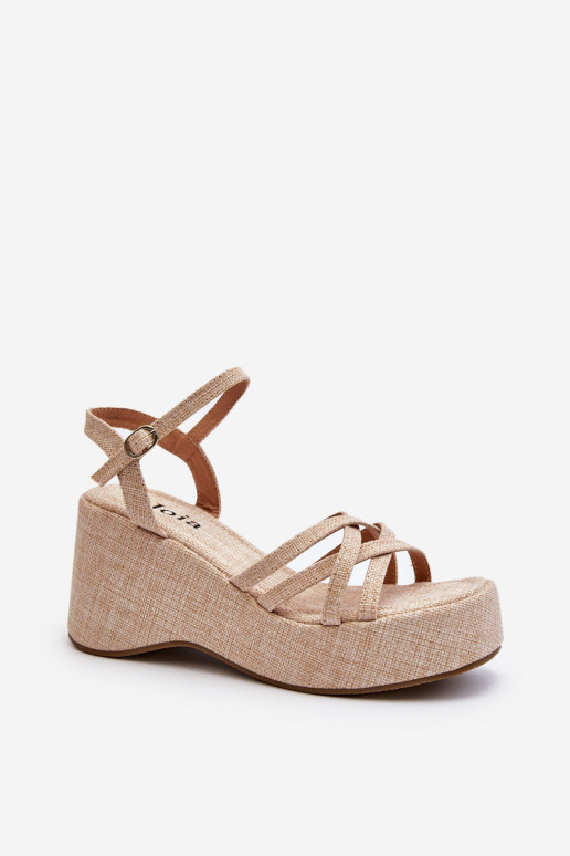 Platform Sandals and Wedges in Light Beige Color Oporia