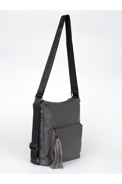 grey womens Handbag typu backpack z frędzlami