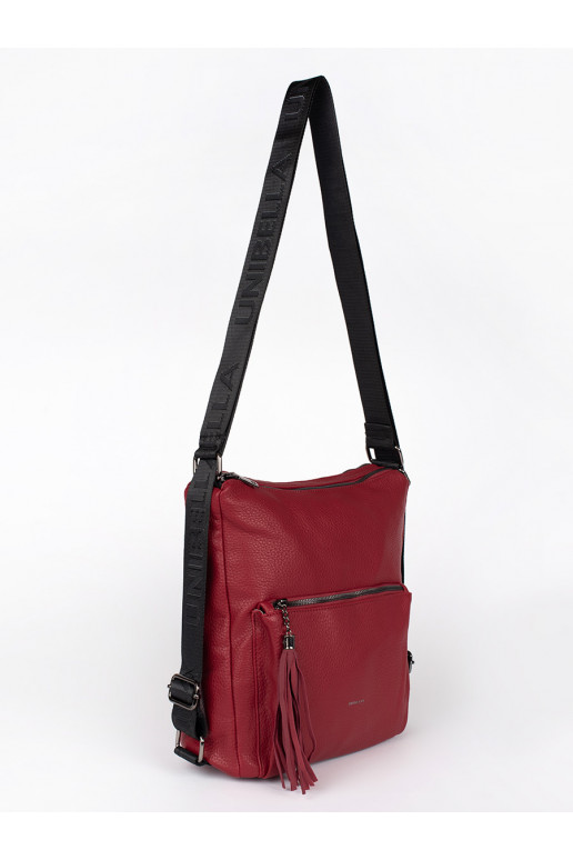 Red womens Handbag typu backpack with fringes