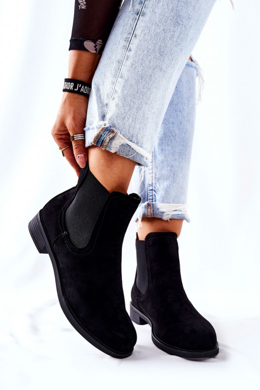 Suede Lace-up Boots Black Astate