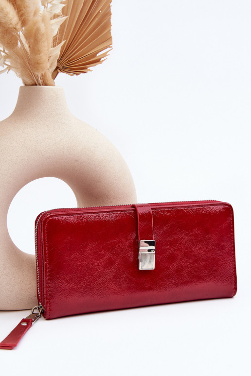 Women's Lacquered Wallet with Magnet Red Bielia