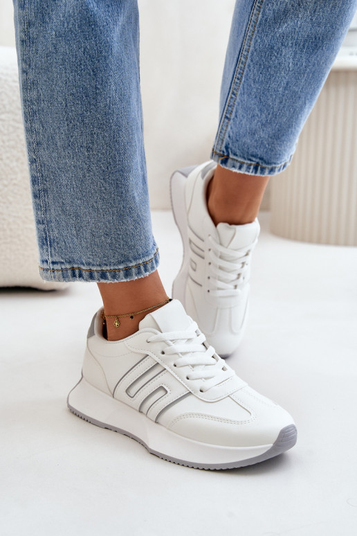 Sneakers Sports Shoes On Platform Women's White-Gray Thari