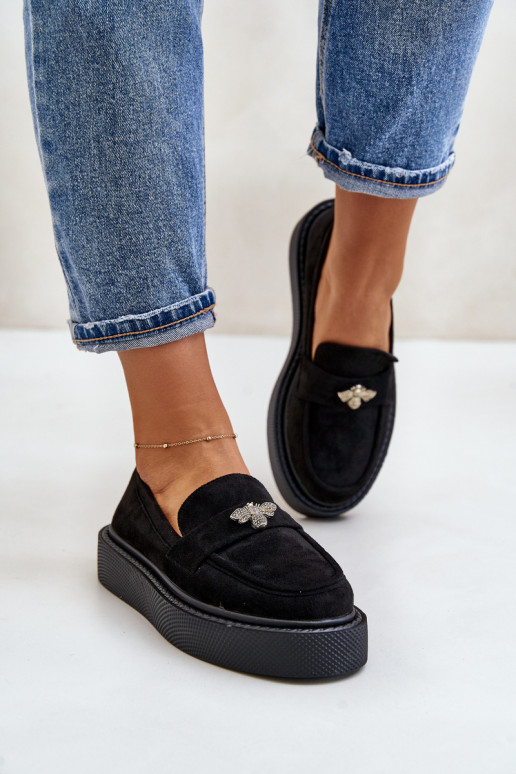 Women's Platform Moccasins Black Erithine