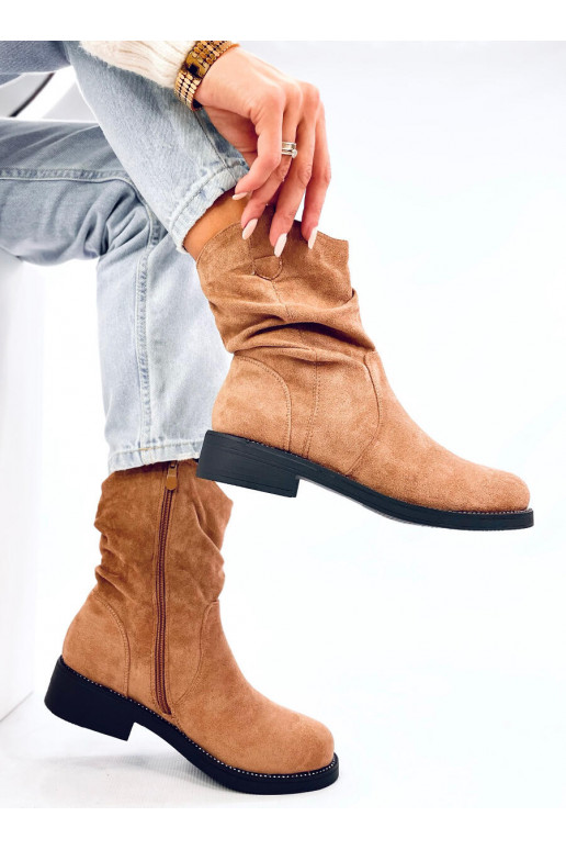 Boots flat of suede VASHTIS CAMEL