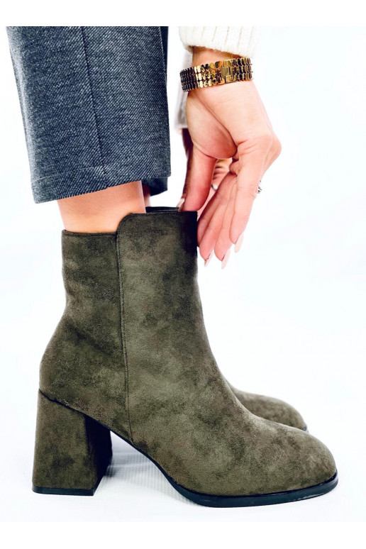 Boots smooth on highheels WEISH DK.GREEN