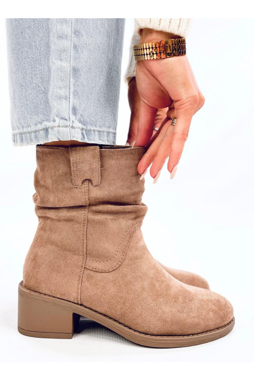 Boots of suede on a low heel RANEY khaki colors