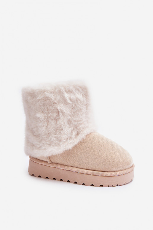 Children's Snow Boots With Fur Light Beige Crisie