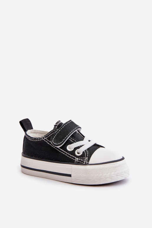 Children's Fabric Velcro Sneakers Black Daloma