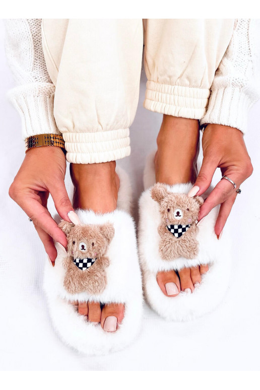 Slippers futrzane with teddy bears BANDO BEIGE