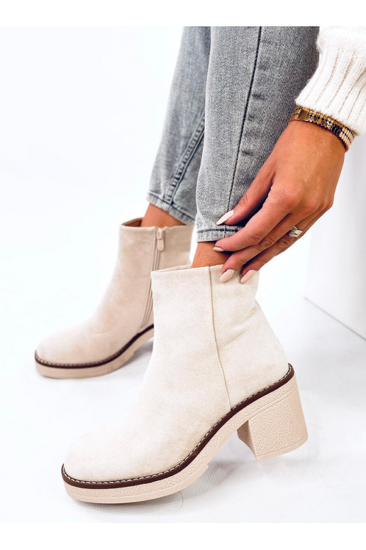 Boots of suede on a wide heel ELIZA BEIGE