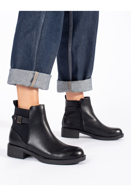 black Women's boots on a low heel