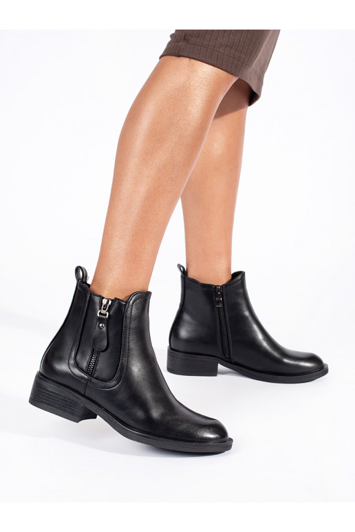 black Women's boots z ozdobnym zamkiem