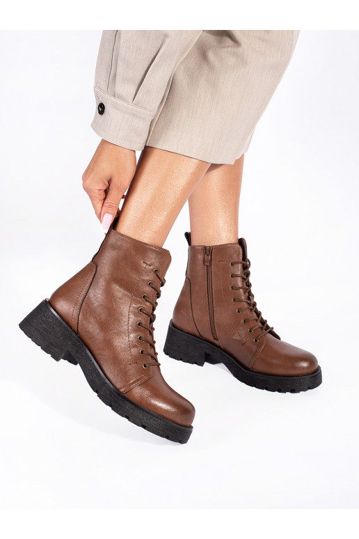 Leather Brown color boots on a thick sole Sergio Leone